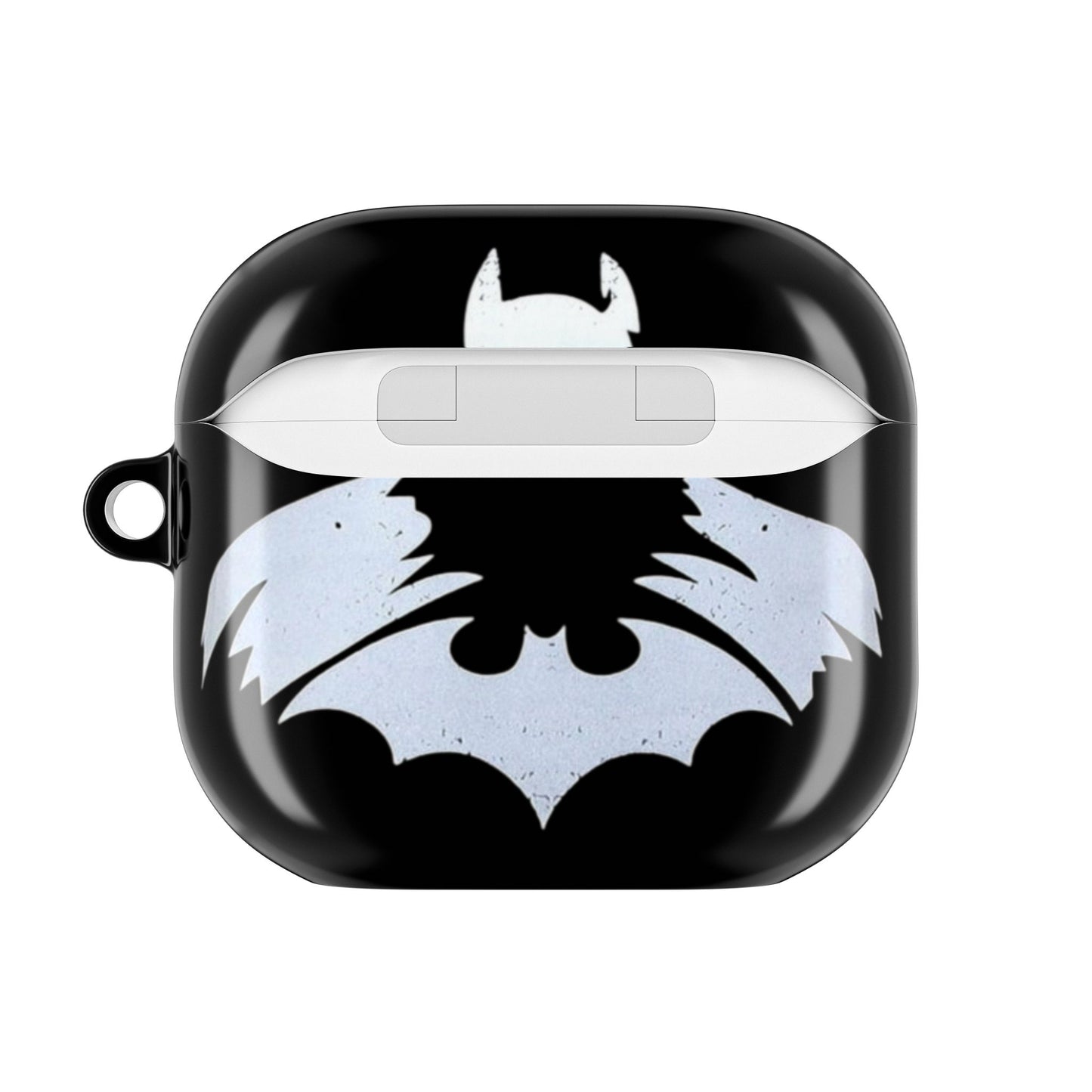 Bat Logo AirPod Hülle – Schwarzes schützendes Ladecase mit weißem Bat-Emblem