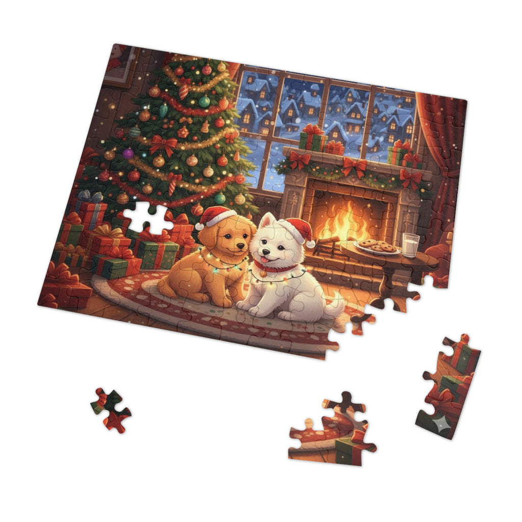 Custom and Personalized Festive Dog Jigsaw Puzzle with Tin, Christmas Puzzle, Holiday Gift for Pet Lovers, Family Activity, Winter Decor