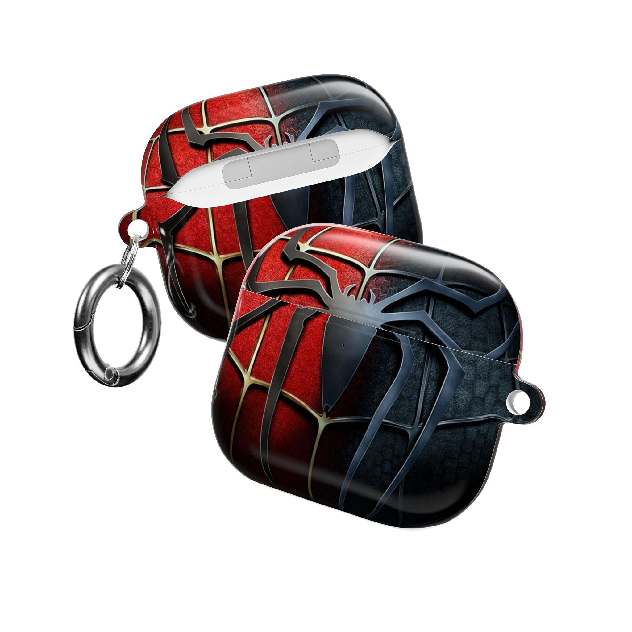 Spider Web AirPod Case – Red & Black Superhero Design Protective Cover