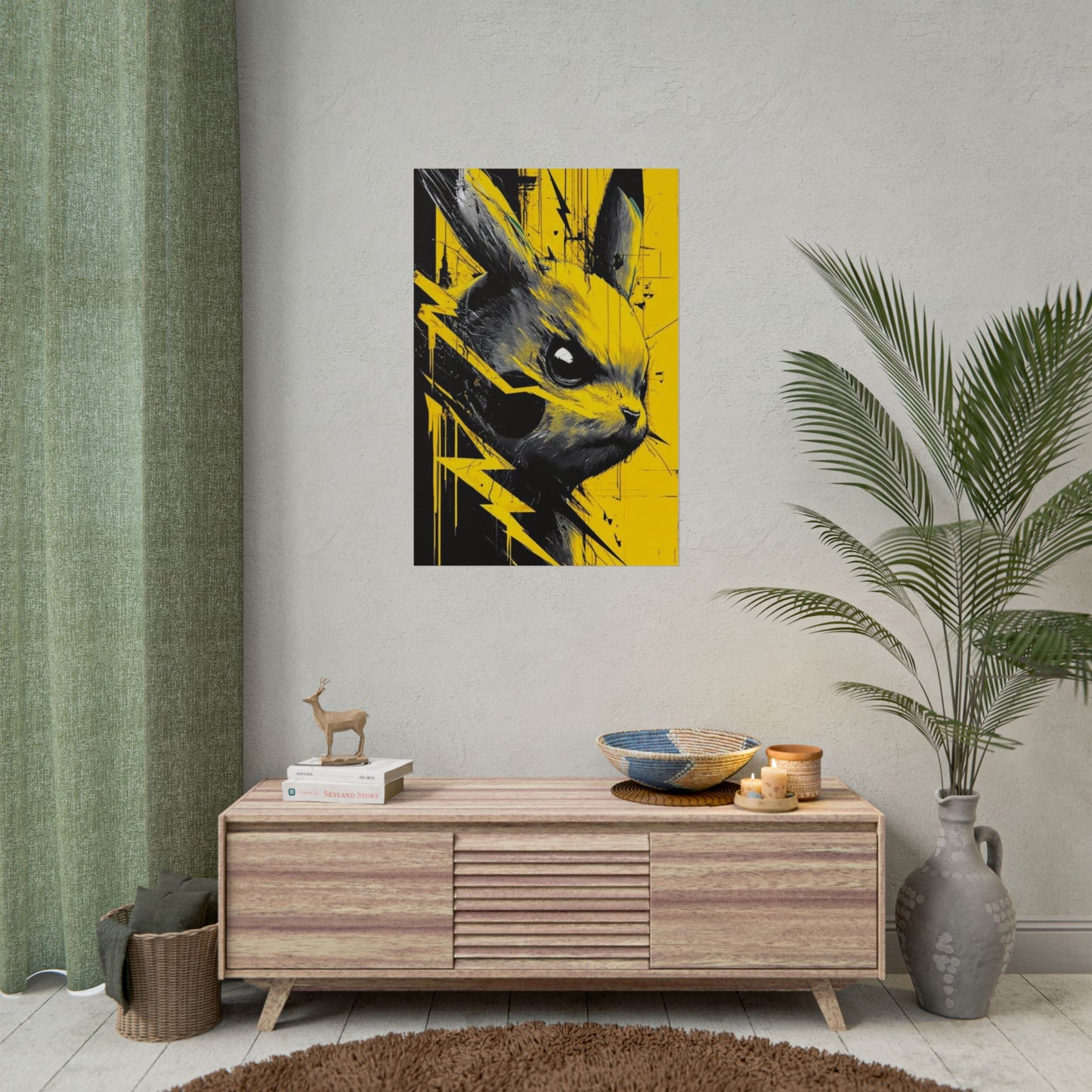 Elektrisches Pika-Kunstposter – Gelber Blitz Anime-Wanddruck