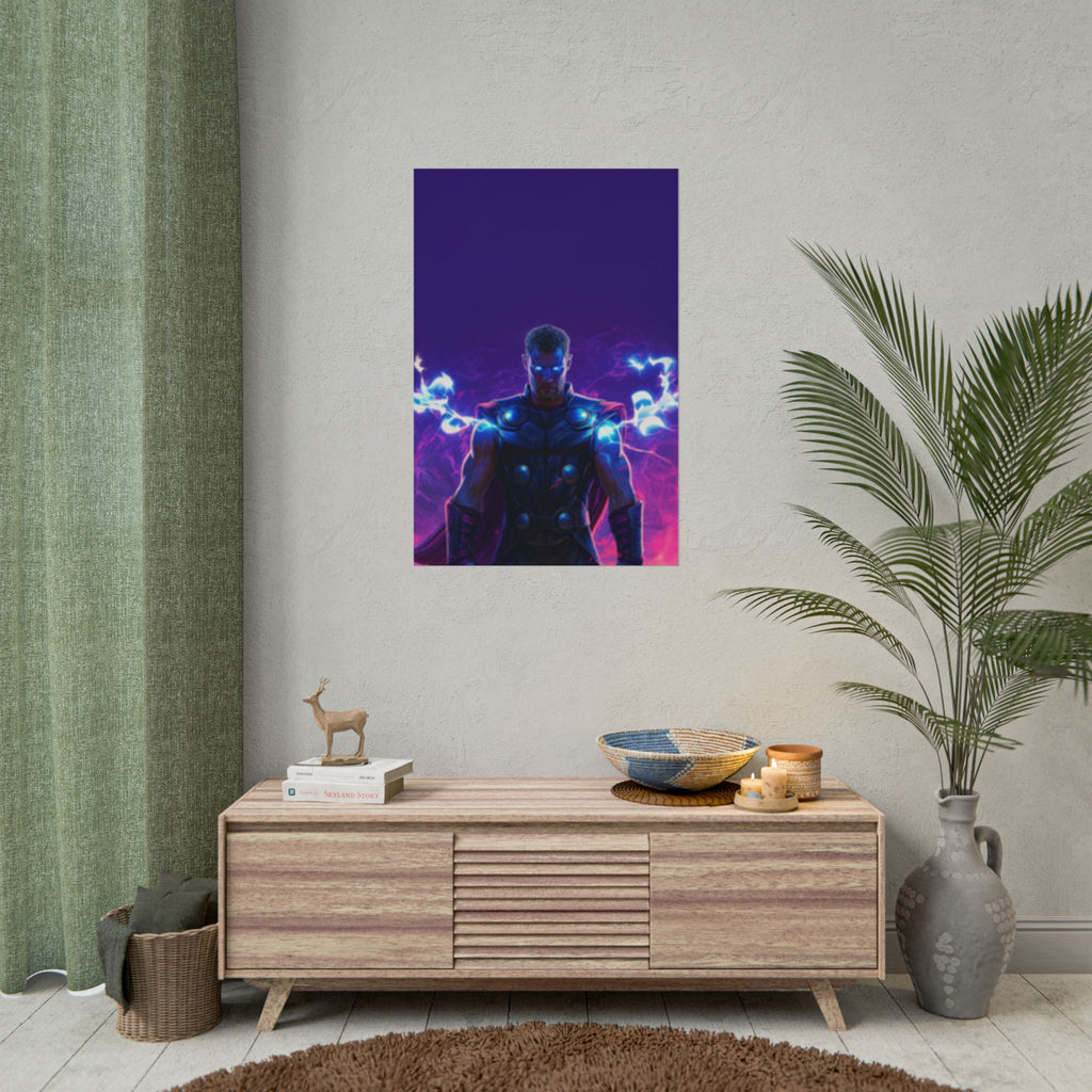 Thor Lightning Poster — Marvel Vibrant Superhero Wall Art (Rolled Poster)