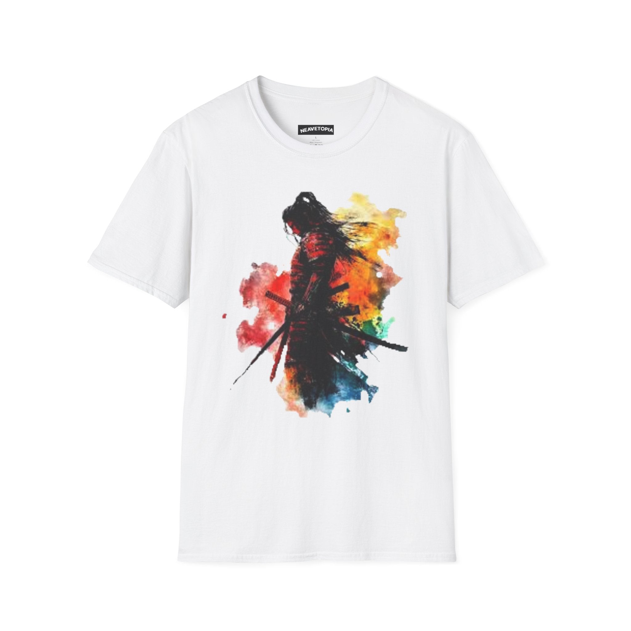 Anime GamingJapanese Splash Color technique Colorful Retro Samurai Art Unisex Softstyle T-Shirt, Graphic Tee, Gift for Anime Fans,