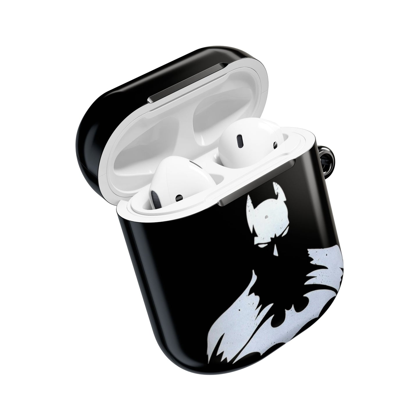 Bat Logo AirPod Hülle – Schwarzes schützendes Ladecase mit weißem Bat-Emblem