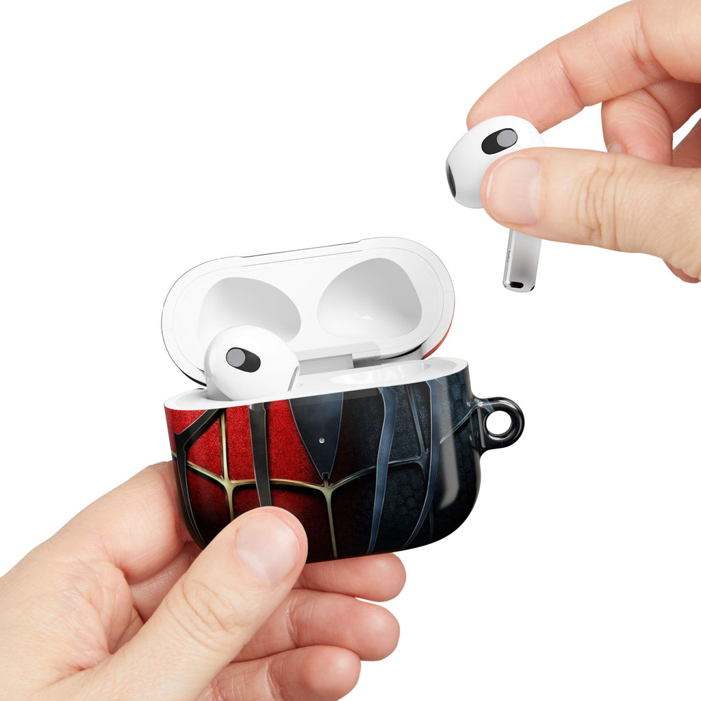 Spider Web AirPod Case – Red & Black Superhero Design Protective Cover