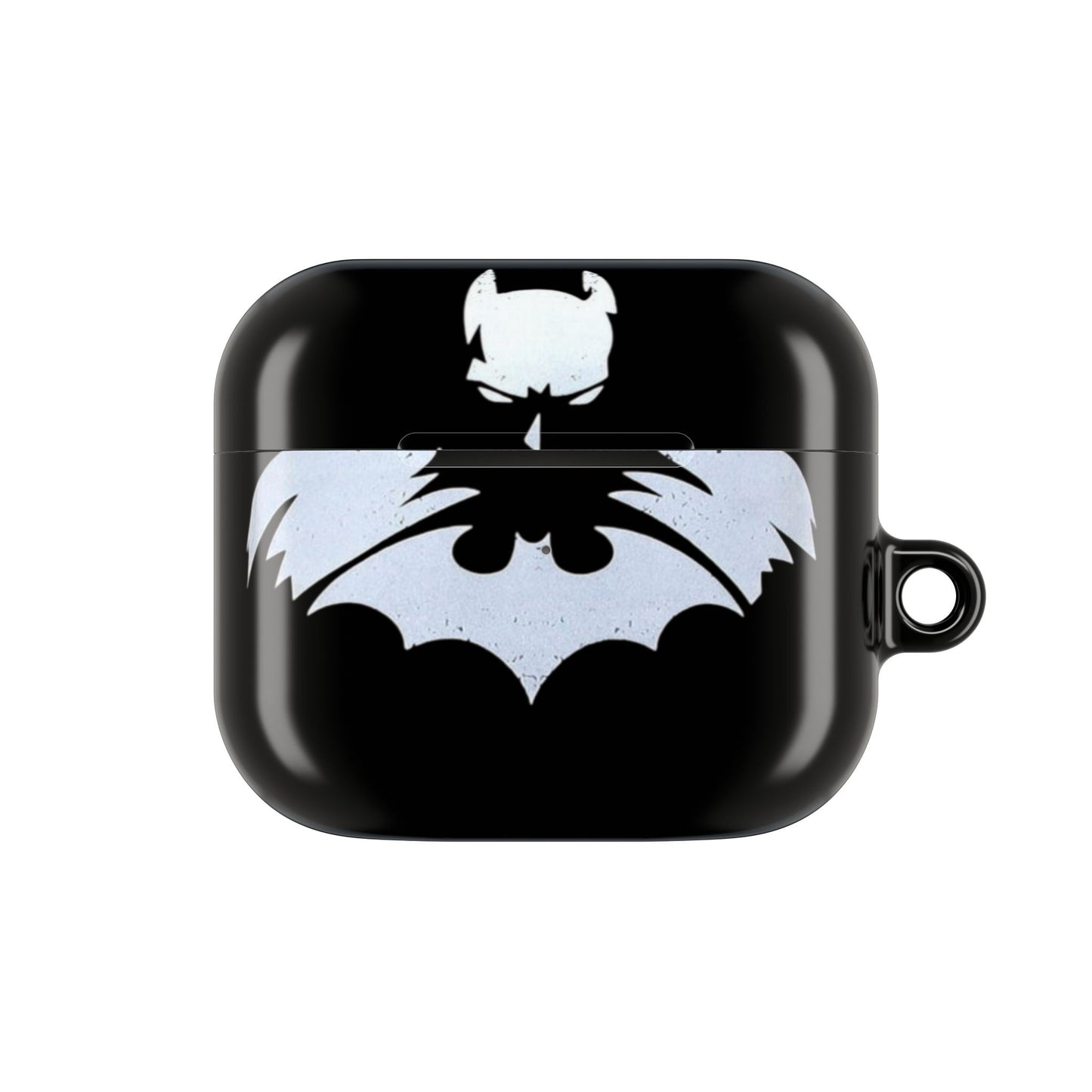 Bat Logo AirPod Hülle – Schwarzes schützendes Ladecase mit weißem Bat-Emblem