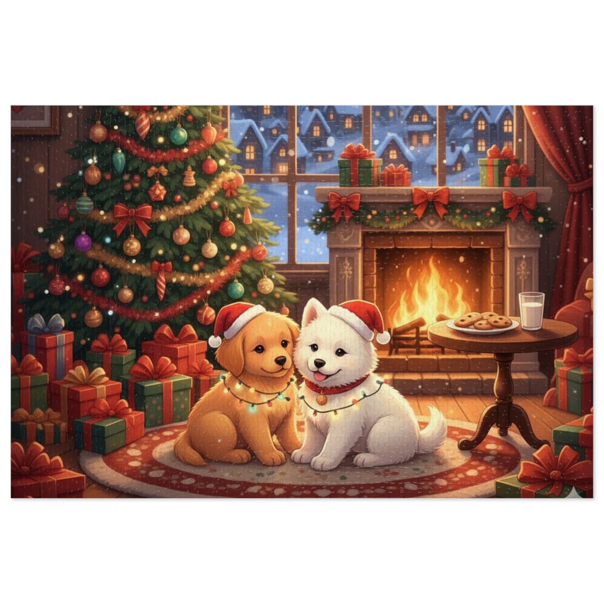 Custom and Personalized Festive Dog Jigsaw Puzzle with Tin, Christmas Puzzle, Holiday Gift for Pet Lovers, Family Activity, Winter Decor