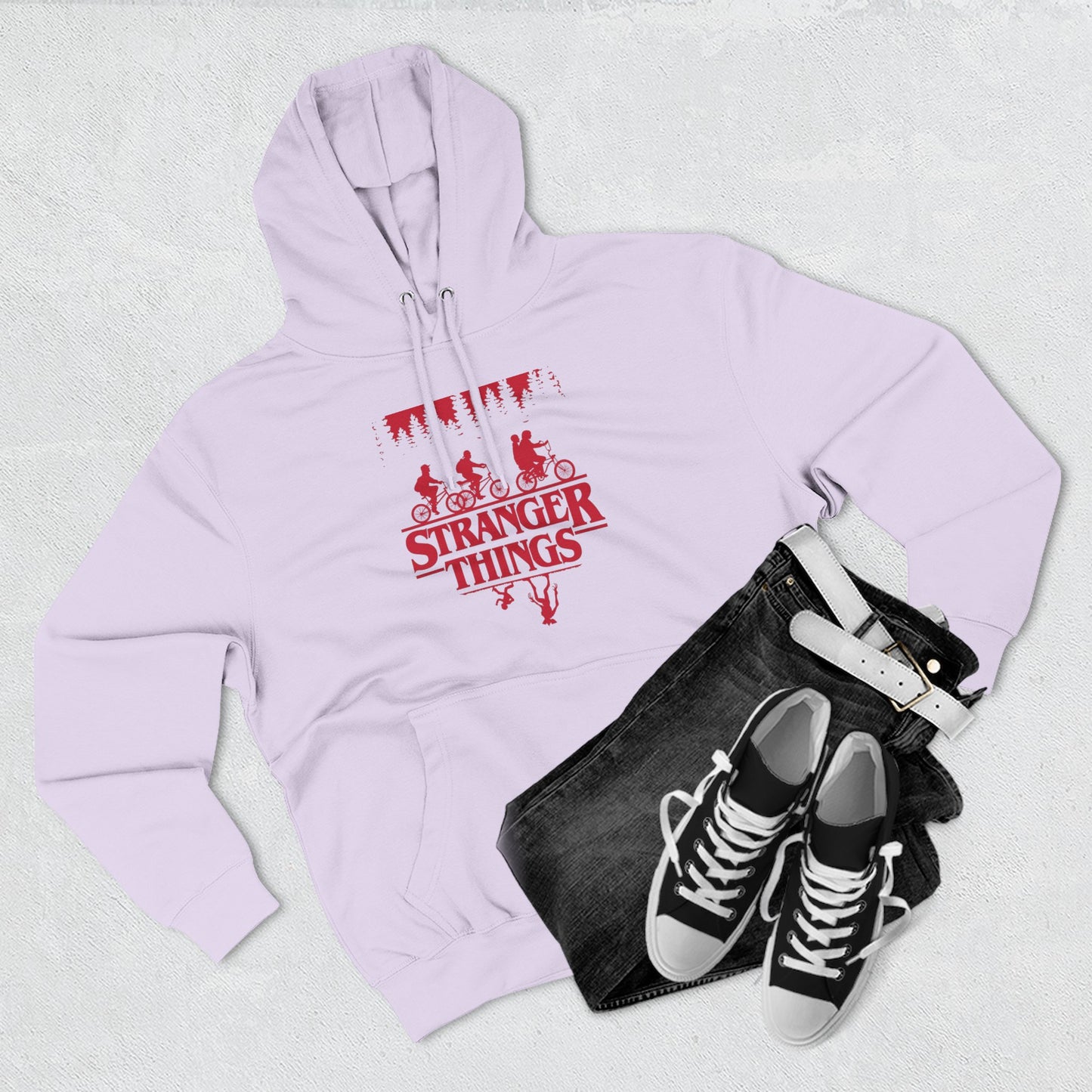Stranger Things Fleece Hoodie – Retro-Umriss-Logo-Pullover