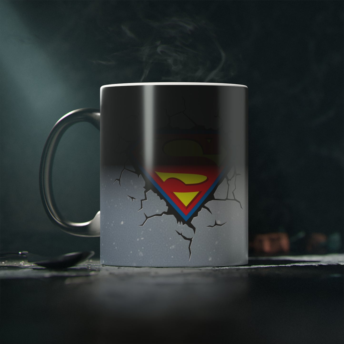 Superman Emblem Logo Mug | Cracked Wall Superman Style Magic Mug | Warm to reveal picture | Limited | Collector Edition