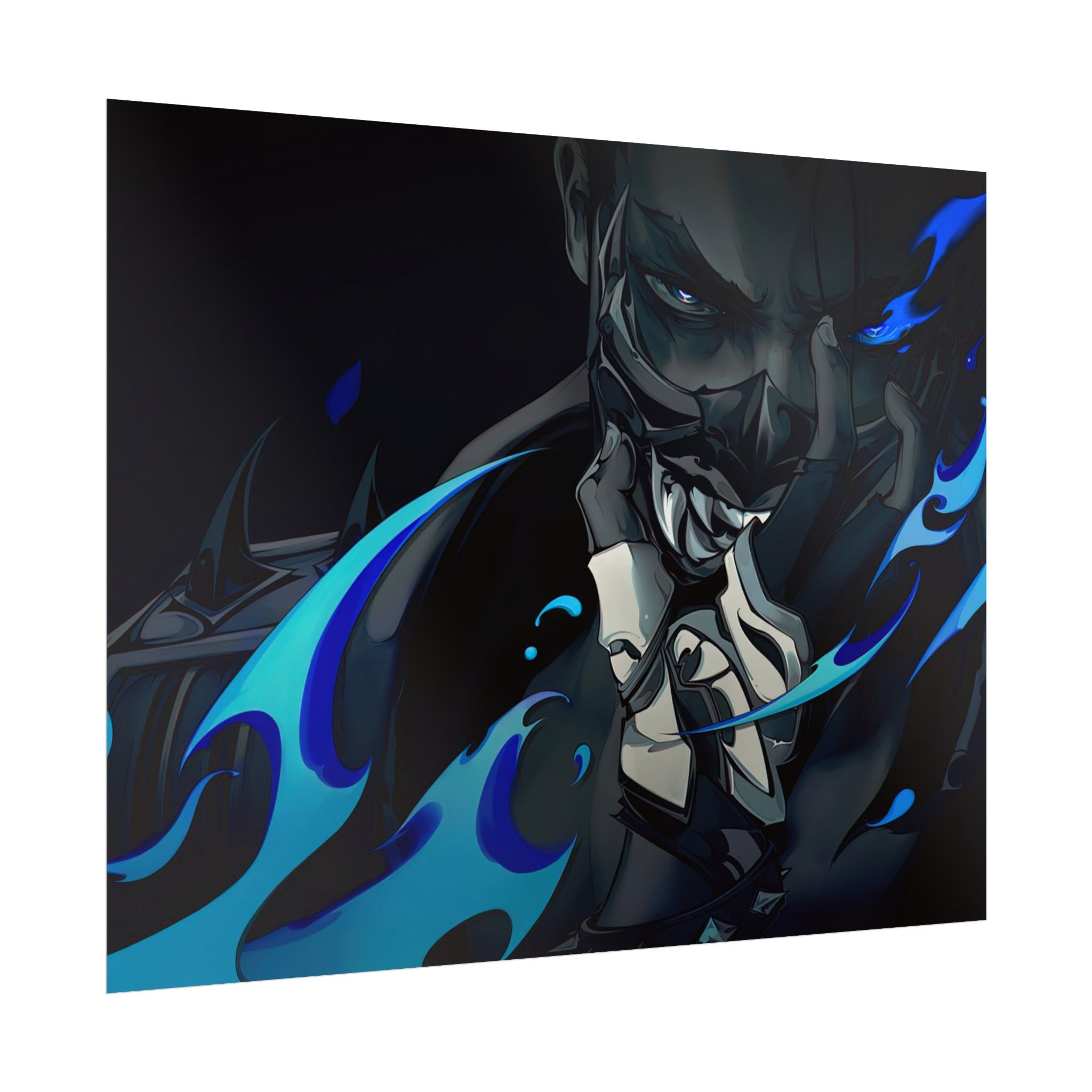 Yoru Valorant Character— Blue Flame Aesthetic Rolled Art Print