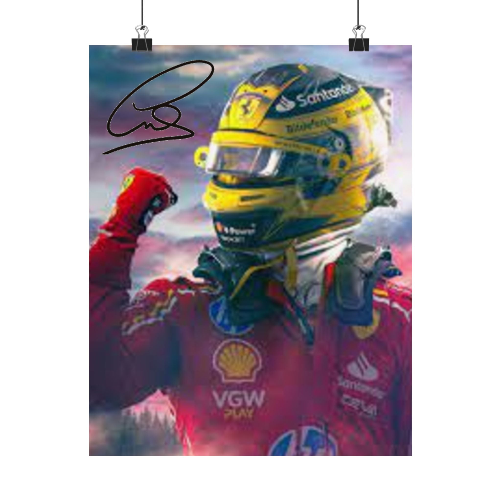 Formula 1  Racing Champion Matte Vertical Posters of Lewis Hamilton with Signature, Motorsport Wall Art, Car Lover Decor, Automotive Decor