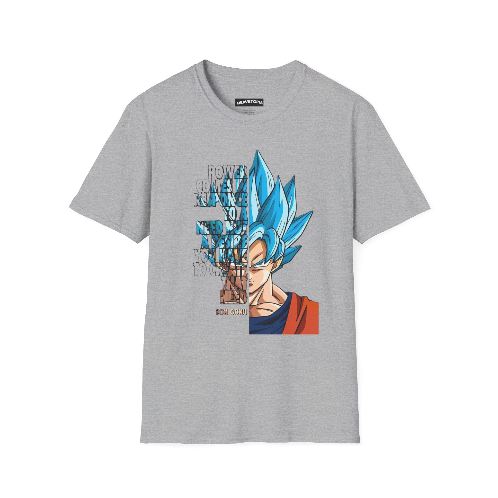 T-Shirt — Blue Super Saiyan Split Face Graphic Quote - Limited Edition