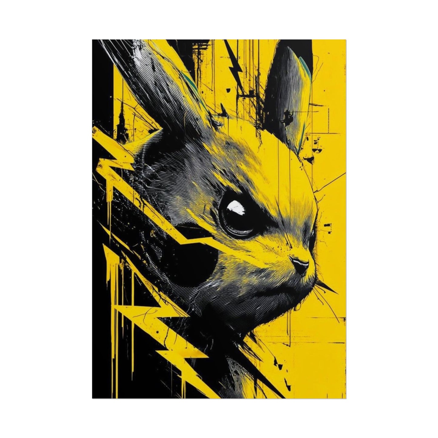 Elektrisches Pika-Kunstposter – Gelber Blitz Anime-Wanddruck