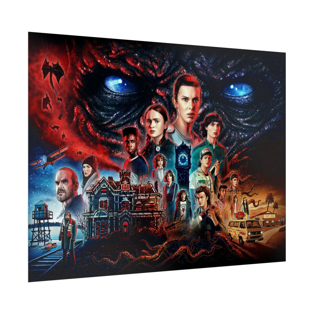 Stranger Things Cast Collage Poster (TV Series Retro Horror Art)