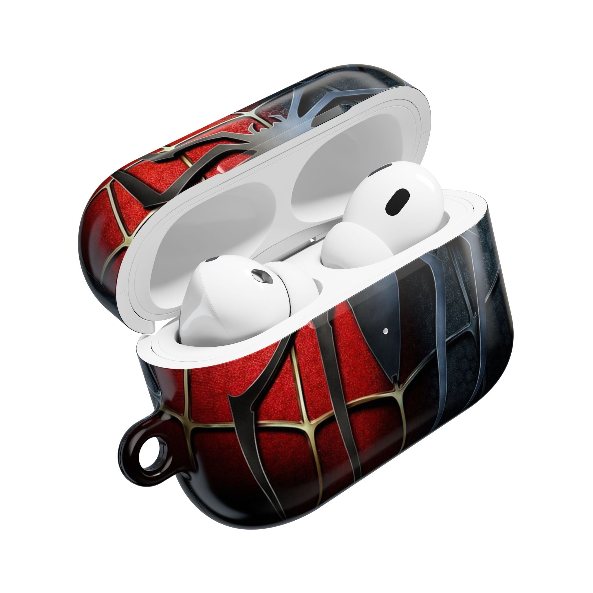 Spider Web AirPod Case – Red & Black Superhero Design Protective Cover