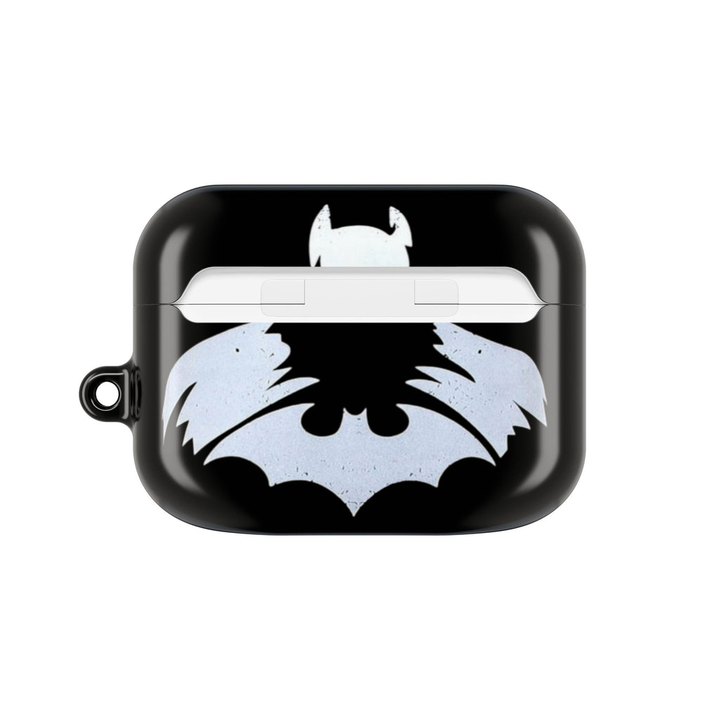 Bat Logo AirPod Case — Black Protective Charging Case with White Bat Emblem