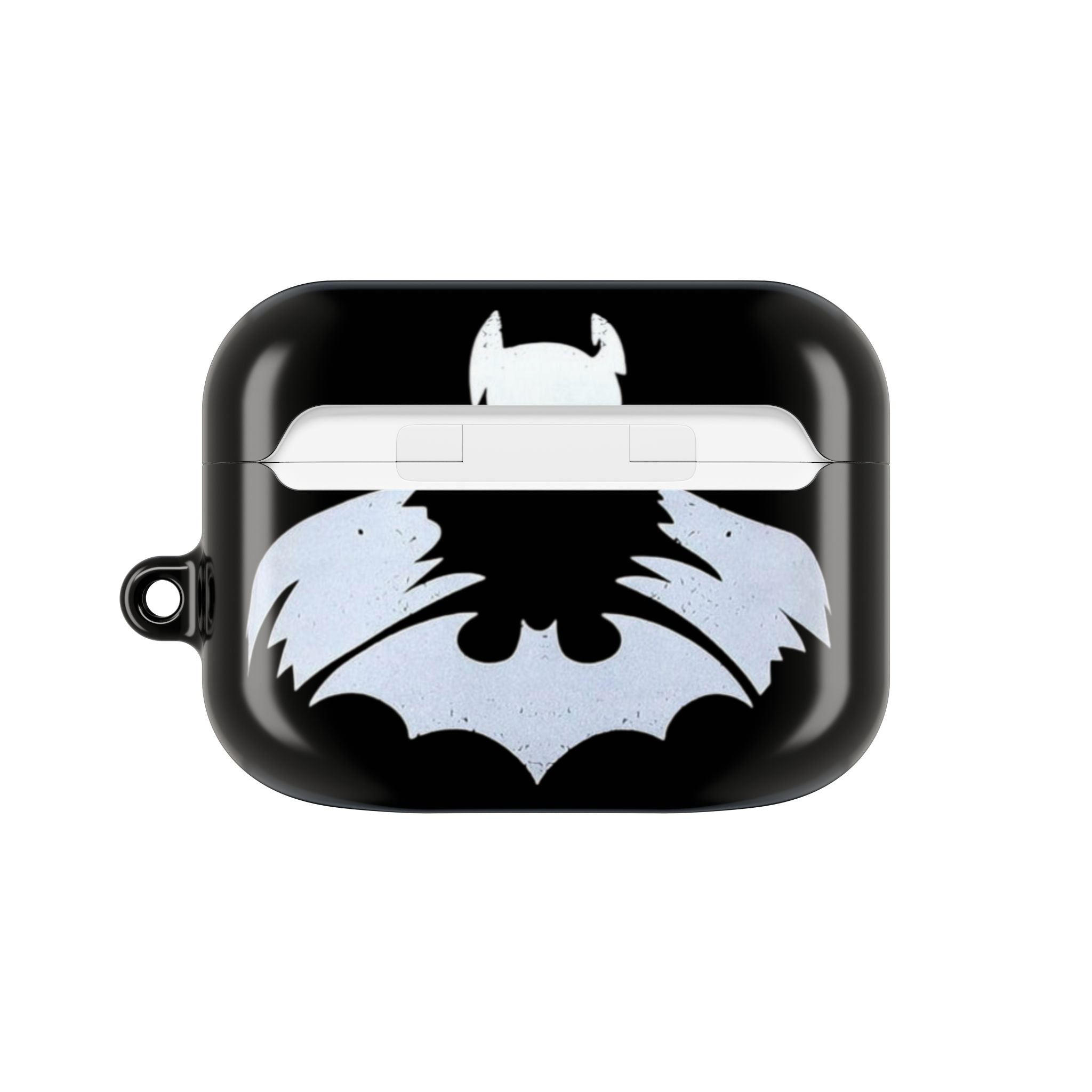 Bat Logo AirPod Case — Black Protective Charging Case with White Bat Emblem