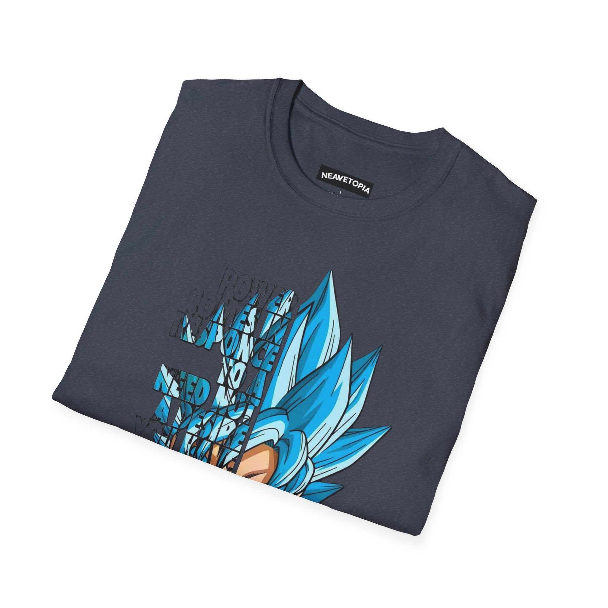 T-Shirt — Blue Super Saiyan Split Face Graphic Quote - Limited Edition