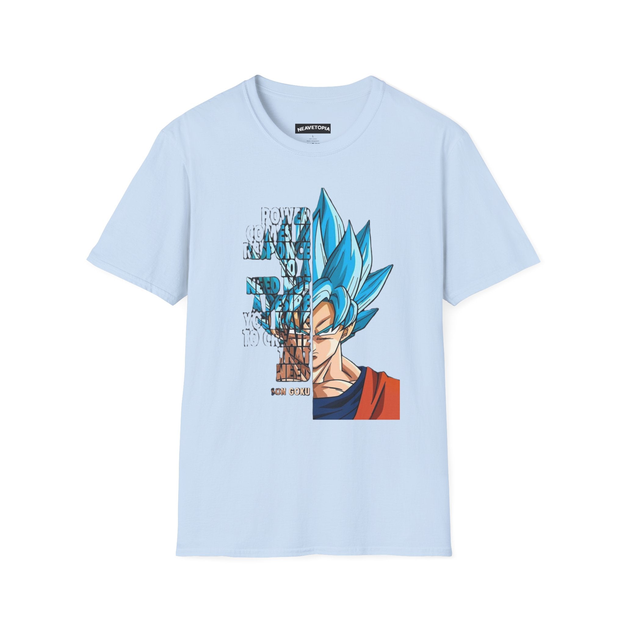 T-Shirt — Blue Super Saiyan Split Face Graphic Quote - Limited Edition