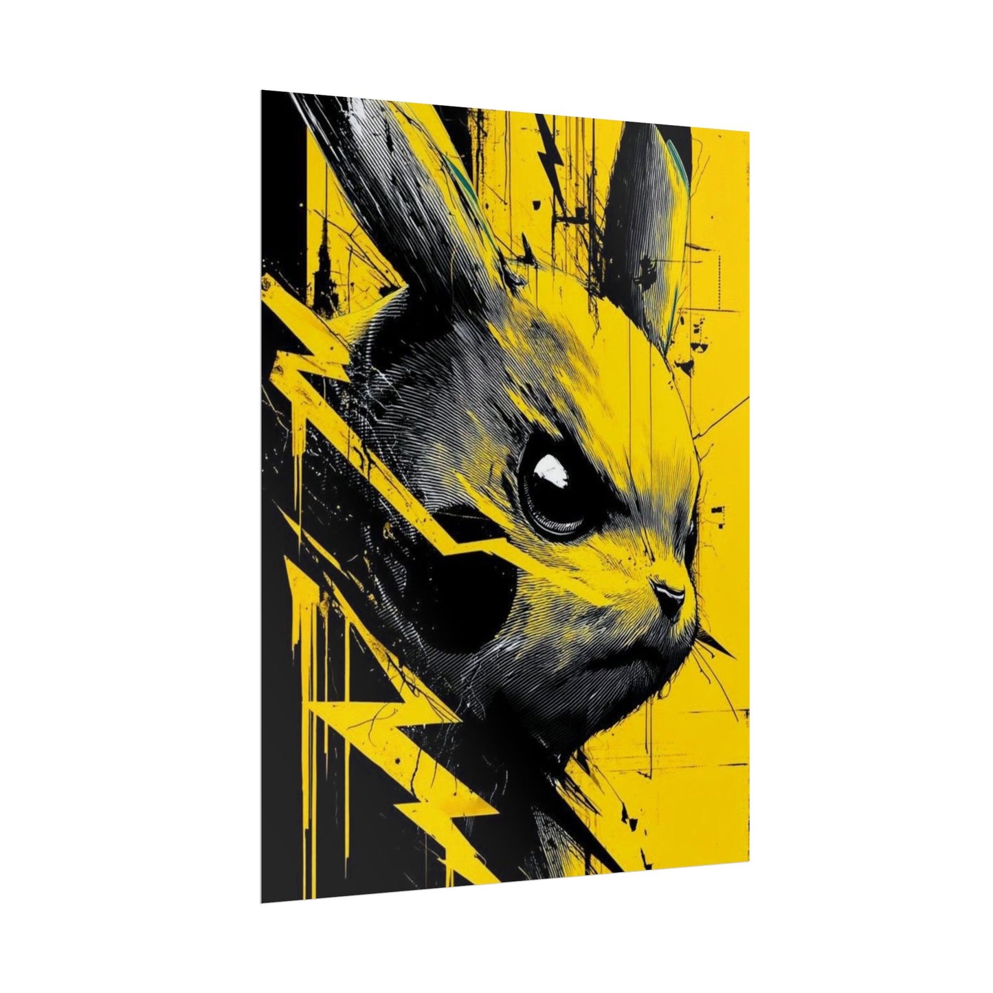 Elektrisches Pika-Kunstposter – Gelber Blitz Anime-Wanddruck