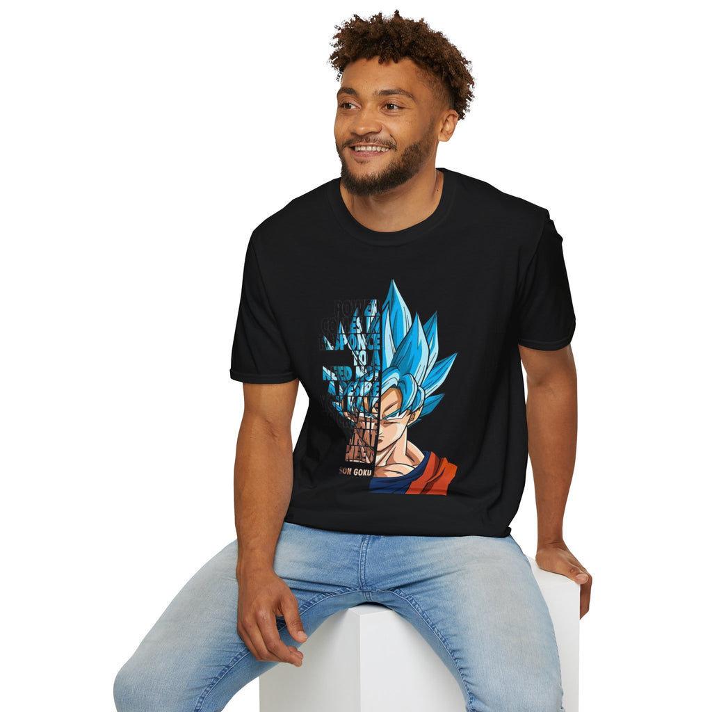 T-Shirt — Blue Super Saiyan Split Face Graphic Quote - Limited Edition