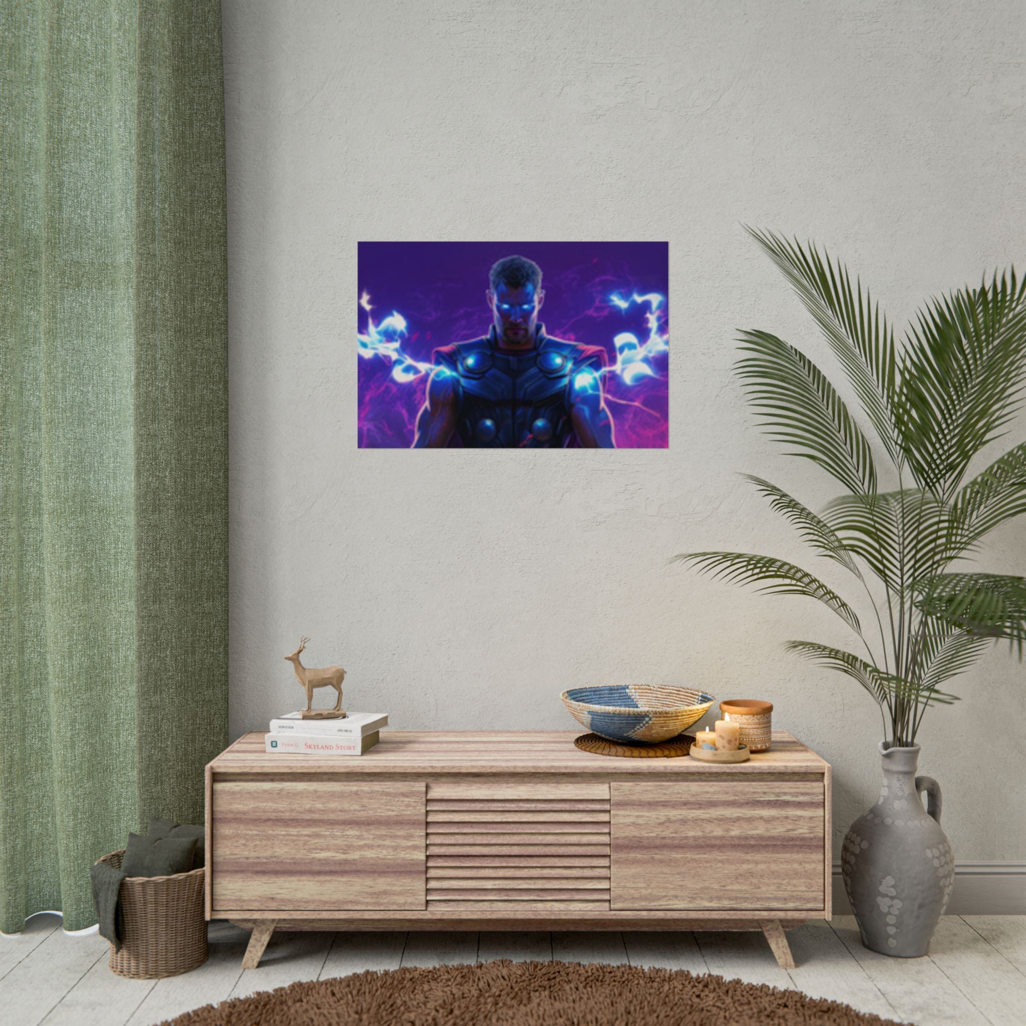 Thor Lightning Poster — Marvel Vibrant Superhero Wall Art (Rolled Poster)