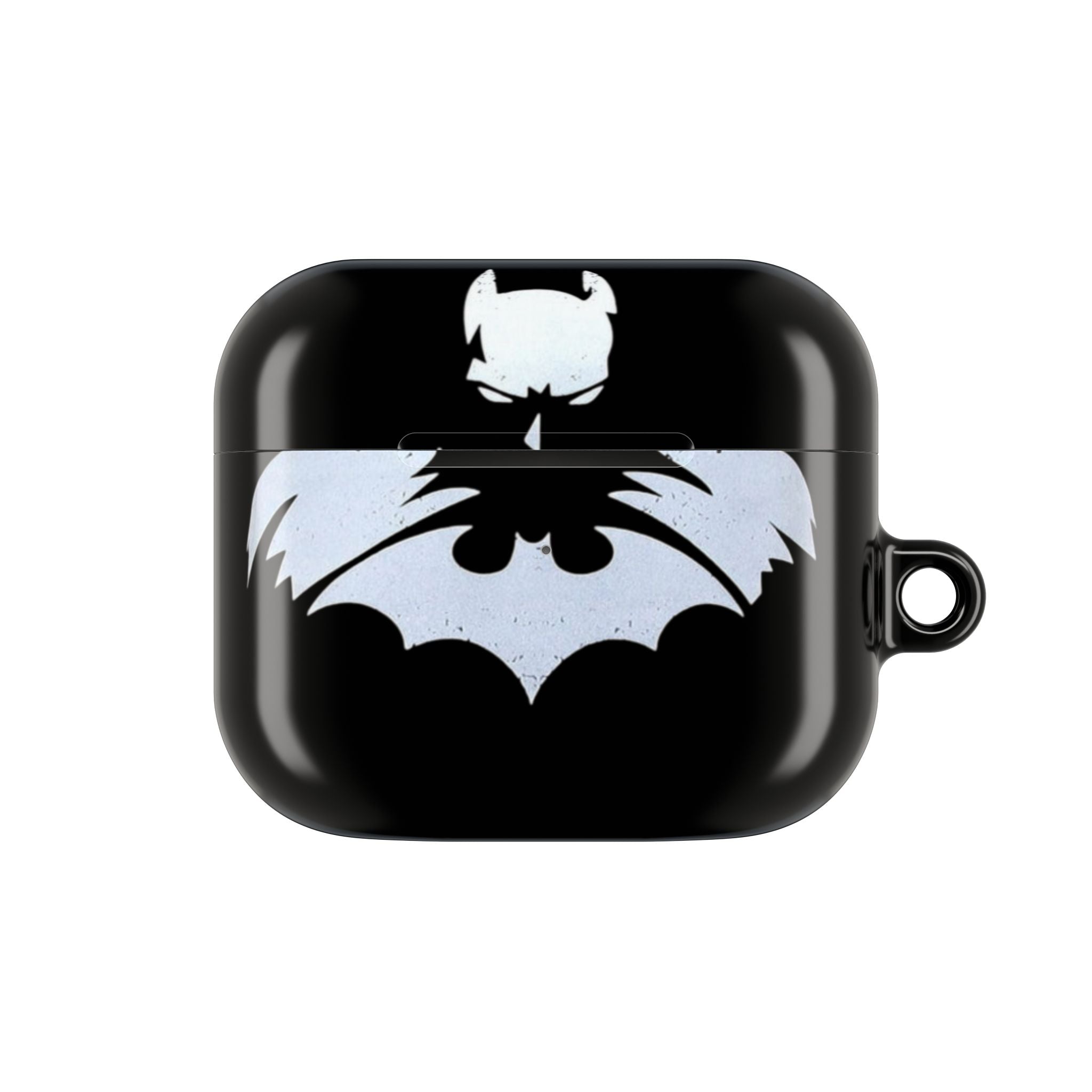 Bat Logo AirPod Case — Black Protective Charging Case with White Bat Emblem