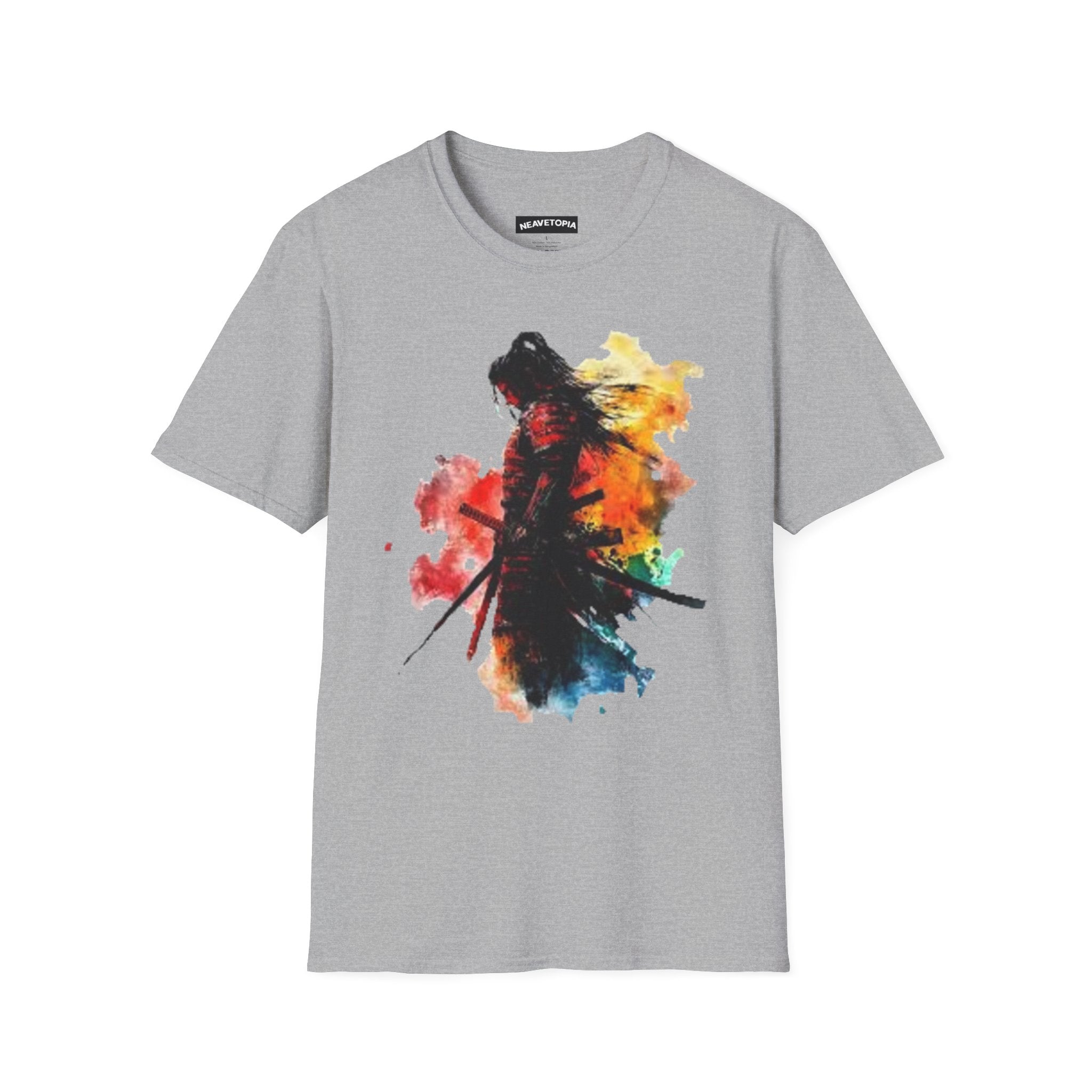 Anime GamingJapanese Splash Color technique Colorful Retro Samurai Art Unisex Softstyle T-Shirt, Graphic Tee, Gift for Anime Fans,